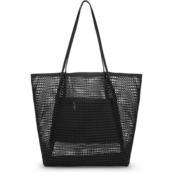 Large Mesh Beach Tote Bag – Waterproof & Foldable with Zippered Pocket - Picture 8 of 8
